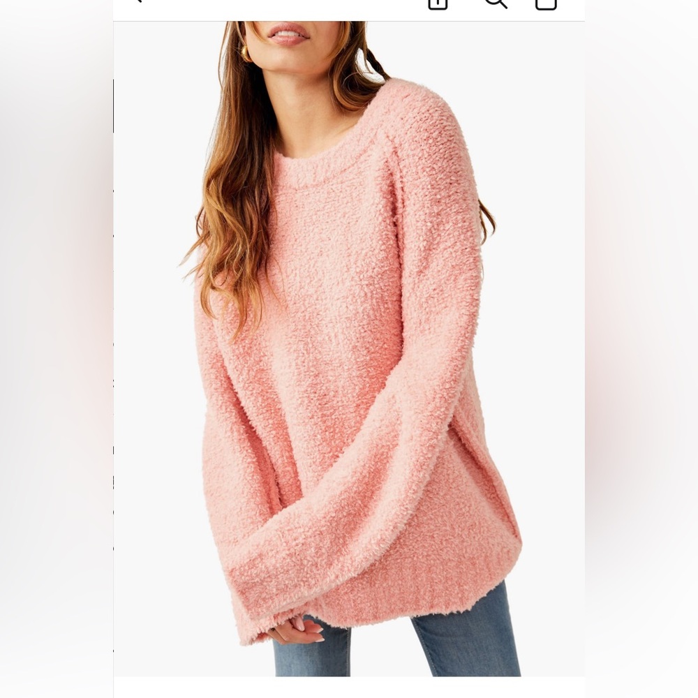 Free people pink teddy tunic sweater
